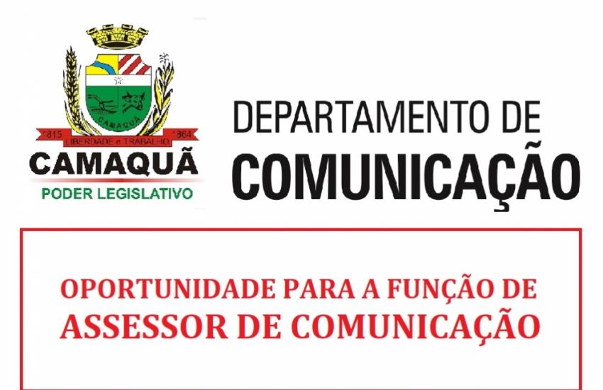 Câmara de Camaquã recebe currículos de profissionais da área de Comunicação até as 17h desta quinta (28) 