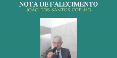 OBITUÁRIO: Nota de Falecimento de João dos Santos Coelho, de 75 anos