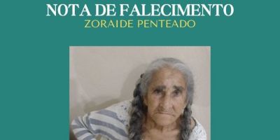 OBITUÁRIO: Nota de Falecimento de Zoraide Penteado, de 75 anos